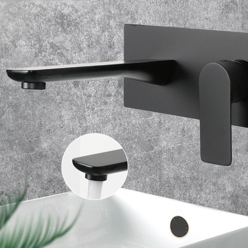 Glam Wall Mounted Sink Faucet Brass Lever Low Arc 2 Hole Faucets Bathroom Faucet Clearhalo 'Bathroom Remodel & Bathroom Fixtures' 'Bathroom Sink Faucets' 'Bathroom Sinks & Faucet Components' 'bathroom_sink_faucets' 'Home Improvement' 'home_improvement' 'home_improvement_bathroom_sink_faucets' 1200x1200_dc07ca86-83c3-49cd-a86b-5a7b3b926e9c