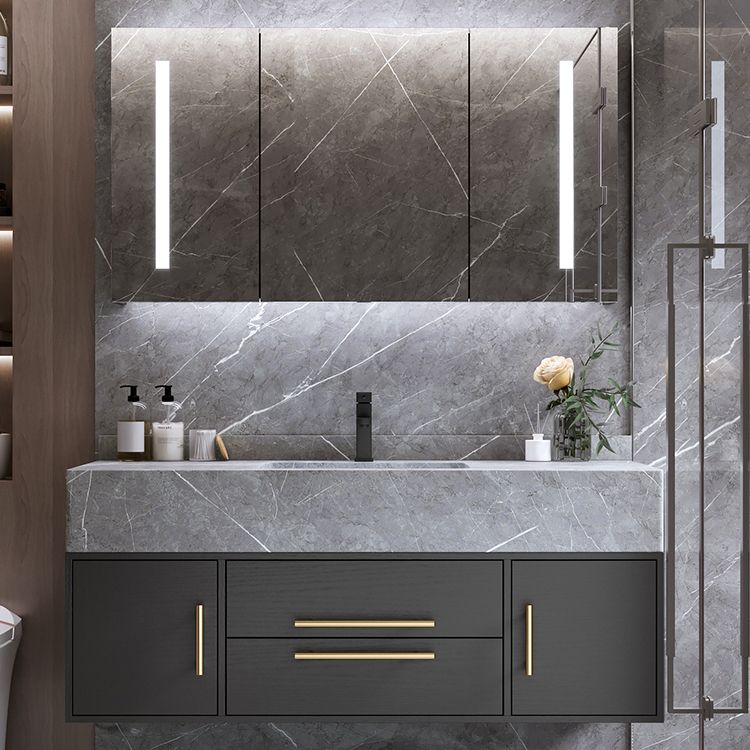 Wall Mount Bathroom Sink Vanity Modern Vanity Set with Mirror Clearhalo 'Bathroom Remodel & Bathroom Fixtures' 'Bathroom Vanities' 'bathroom_vanities' 'Home Improvement' 'home_improvement' 'home_improvement_bathroom_vanities' 1200x1200_dc0b61be-3a7f-473c-b8a4-75832e34157d