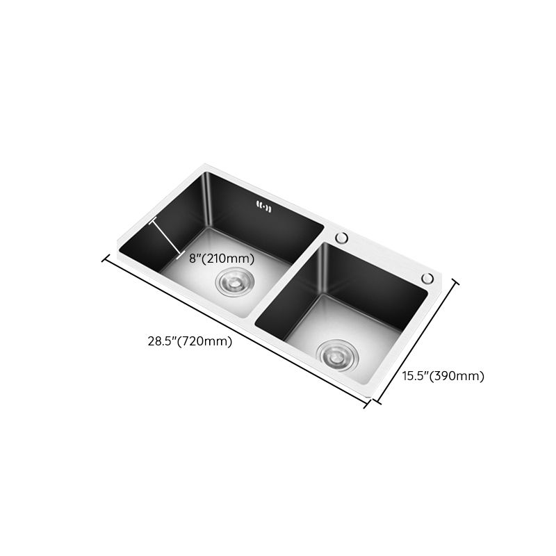 Modern Style Kitchen Sink Drop-In Kitchen Double Sink with Soundproofing Clearhalo 'Home Improvement' 'home_improvement' 'home_improvement_kitchen_sinks' 'Kitchen Remodel & Kitchen Fixtures' 'Kitchen Sinks & Faucet Components' 'Kitchen Sinks' 'kitchen_sinks' 1200x1200_dc0b6f22-df3f-40c7-9346-48a3c6dd2833