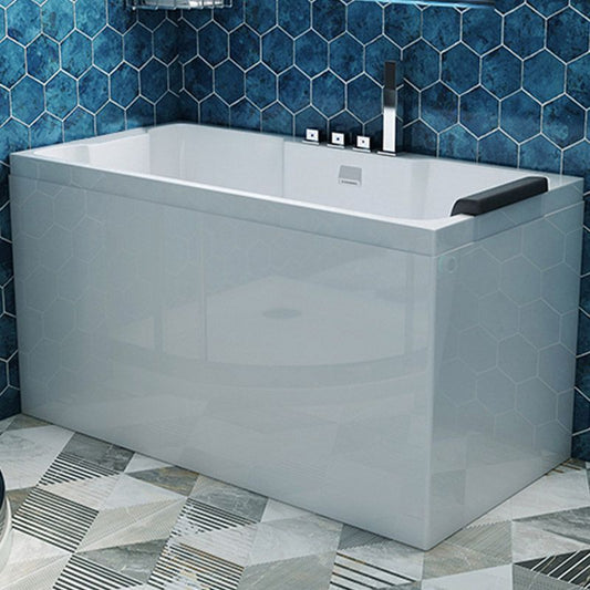 Bathroom Acrylic Apron Front Bathtub Modern Rectangular Bathtub in White Clearhalo 'Bathroom Remodel & Bathroom Fixtures' 'Bathtubs' 'Home Improvement' 'home_improvement' 'home_improvement_bathtubs' 'Showers & Bathtubs' 1200x1200_dc10dad0-91eb-43e2-b2a2-b482232dd7f1