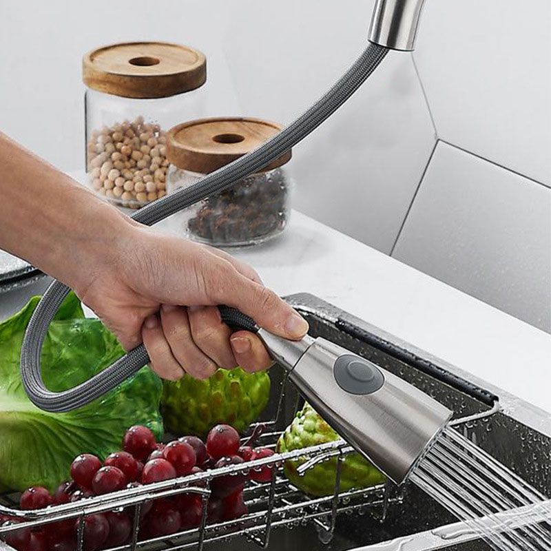 1-Hole Kitchen Faucet Pull down Sprayer Kitchen Faucet with Single Lever Handle Clearhalo 'Home Improvement' 'home_improvement' 'home_improvement_kitchen_faucets' 'Kitchen Faucets' 'Kitchen Remodel & Kitchen Fixtures' 'Kitchen Sinks & Faucet Components' 'kitchen_faucets' 1200x1200_dc119f79-ab3f-4122-9bd6-755a1ab79cd4