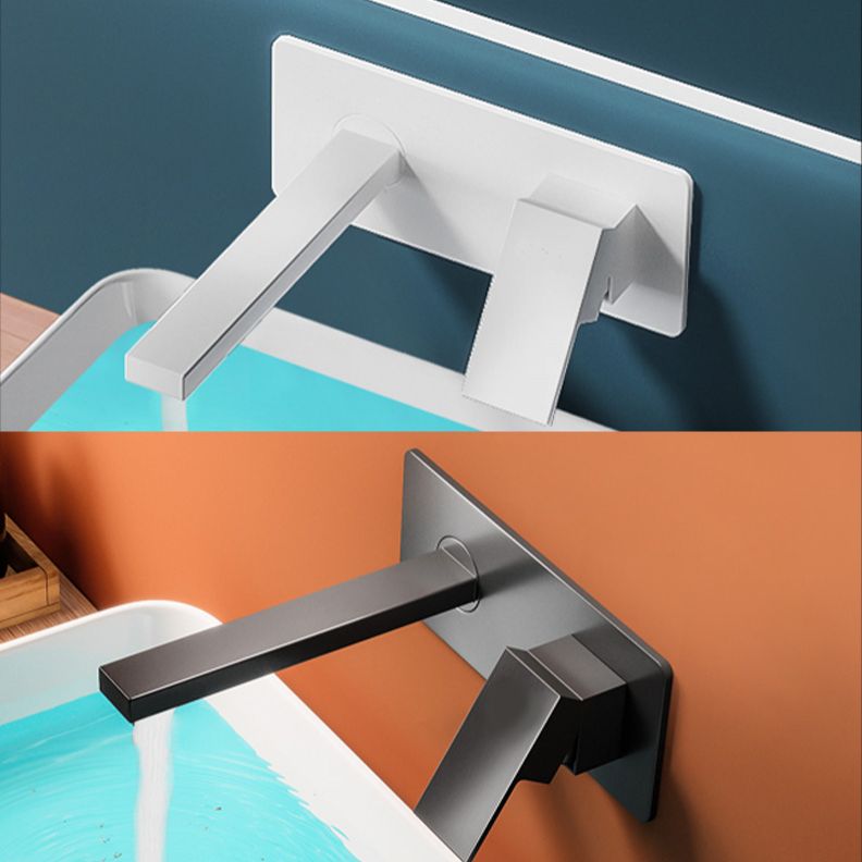 Widespread Wall Mounted Bathroom Sink Faucet Lever Handle Low Arc Sink Faucet Clearhalo 'Bathroom Remodel & Bathroom Fixtures' 'Bathroom Sink Faucets' 'Bathroom Sinks & Faucet Components' 'bathroom_sink_faucets' 'Home Improvement' 'home_improvement' 'home_improvement_bathroom_sink_faucets' 1200x1200_dc21d201-878b-493a-b3eb-9c50d6f090d5