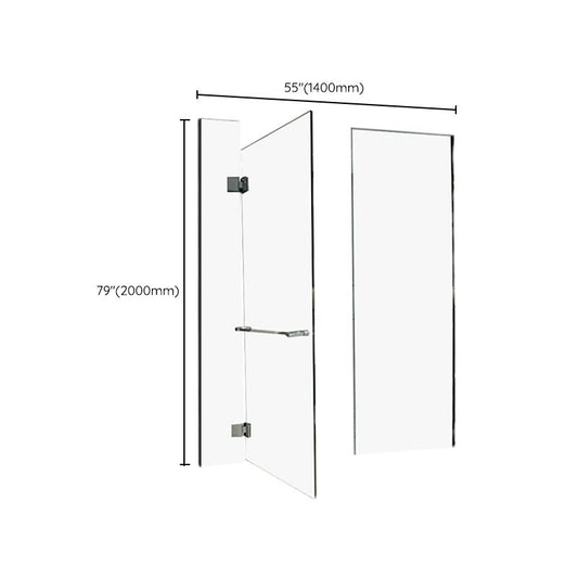 Inline Hinged Frameless Tempered Glass Shower Door, Transparent Shower Screen Clearhalo 'Bathroom Remodel & Bathroom Fixtures' 'Home Improvement' 'home_improvement' 'home_improvement_shower_tub_doors' 'Shower and Tub Doors' 'shower_tub_doors' 'Showers & Bathtubs' 1200x1200_dc2a97ac-2a84-470c-9207-cd3d10eed1f9