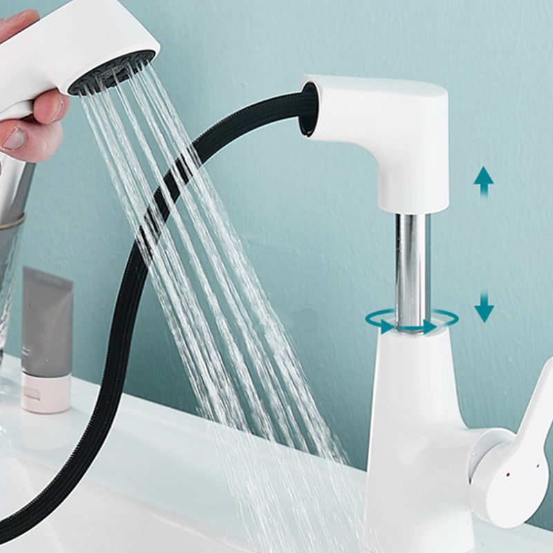 Contemporary Square Lavatory Faucet 1 Hole Bathroom Faucet with Swivel Spout Clearhalo 'Bathroom Remodel & Bathroom Fixtures' 'Bathroom Sink Faucets' 'Bathroom Sinks & Faucet Components' 'bathroom_sink_faucets' 'Home Improvement' 'home_improvement' 'home_improvement_bathroom_sink_faucets' 1200x1200_dc36f12f-0d03-4b1f-9233-a6f3dc7259e2