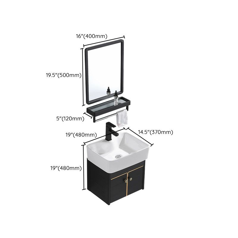 Wall Mount Metal Modern Sink Vanity with Sink for Bathroom in Black Clearhalo 'Bathroom Remodel & Bathroom Fixtures' 'Bathroom Vanities' 'bathroom_vanities' 'Home Improvement' 'home_improvement' 'home_improvement_bathroom_vanities' 1200x1200_dc538c6c-c15a-4855-9851-fb2d60c5e90b