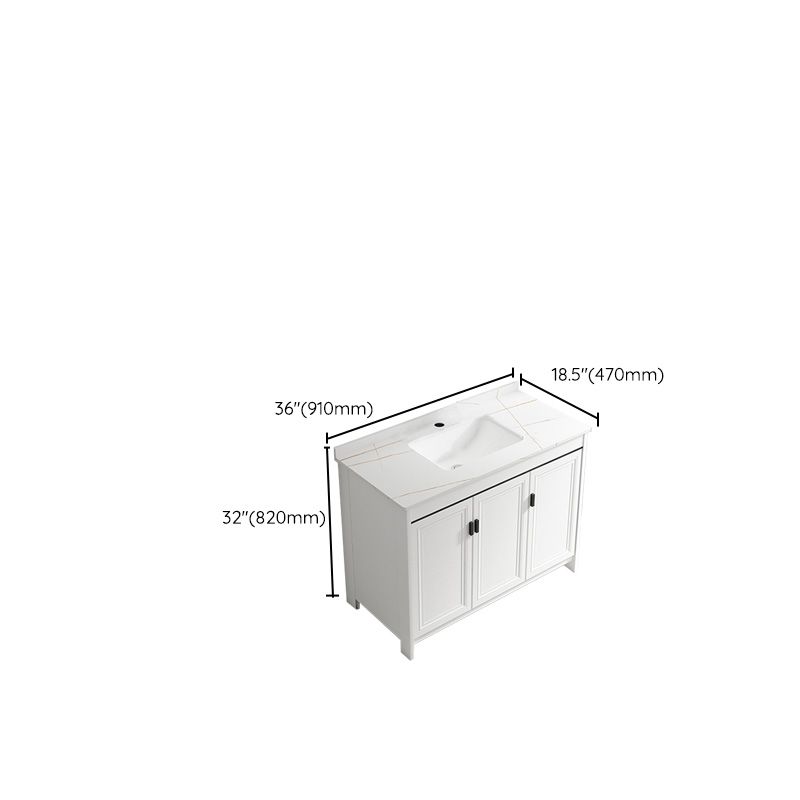Rectangular Modern Bathroom Vanity White Stone Single Freestanding Vanity Set Clearhalo 'Bathroom Remodel & Bathroom Fixtures' 'Bathroom Vanities' 'bathroom_vanities' 'Home Improvement' 'home_improvement' 'home_improvement_bathroom_vanities' 1200x1200_dc54cc98-825a-4073-87c8-cb50877094b4