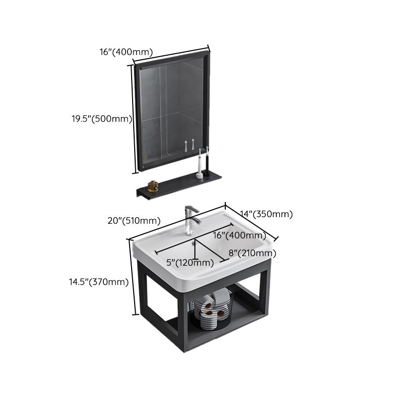 Bathroom Sink Vanity Rectangular Sink Storage Shelf Sink Vanity Clearhalo 'Bathroom Remodel & Bathroom Fixtures' 'Bathroom Vanities' 'bathroom_vanities' 'Home Improvement' 'home_improvement' 'home_improvement_bathroom_vanities' 1200x1200_dc747c81-47a2-4f6e-af34-bbe8f1bf240a