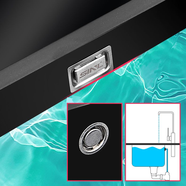 Black Quartz Kitchen Sink Contemporary Single Bowl Sink with Basket Strainer Clearhalo 'Home Improvement' 'home_improvement' 'home_improvement_kitchen_sinks' 'Kitchen Remodel & Kitchen Fixtures' 'Kitchen Sinks & Faucet Components' 'Kitchen Sinks' 'kitchen_sinks' 1200x1200_dc7665be-3bbb-4318-9a15-4652faf9dc23