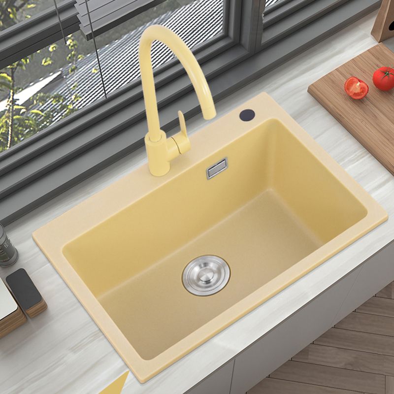 Quartz Kitchen Sink Yellow Single Bowl Kitchen Sink with Drain Assembly Clearhalo 'Home Improvement' 'home_improvement' 'home_improvement_kitchen_sinks' 'Kitchen Remodel & Kitchen Fixtures' 'Kitchen Sinks & Faucet Components' 'Kitchen Sinks' 'kitchen_sinks' 1200x1200_dc7bb1da-ed6a-4866-be04-6157592621a2