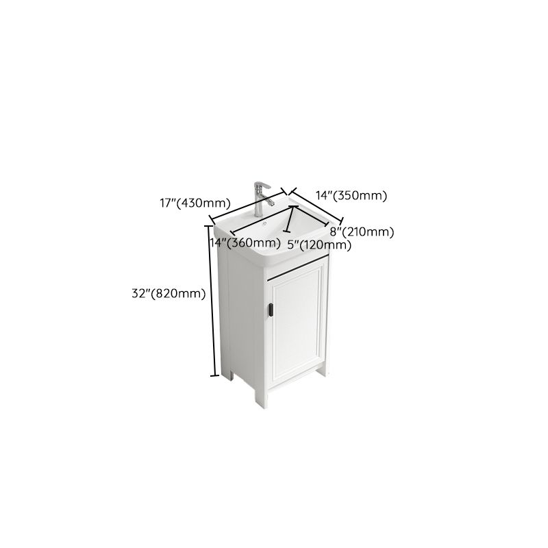 Bathroom Vanity Single Sink White Metal Frame Freestanding Bathroom Vanity with Door Clearhalo 'Bathroom Remodel & Bathroom Fixtures' 'Bathroom Vanities' 'bathroom_vanities' 'Home Improvement' 'home_improvement' 'home_improvement_bathroom_vanities' 1200x1200_dc977e47-43d7-44cb-8d10-a2169629f0fe