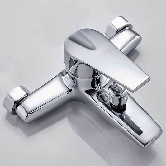 Contemporary Wall Mounted Bathroom Faucet Lever Handles 2 Hole Faucets Brass Faucet Clearhalo 'Bathroom Remodel & Bathroom Fixtures' 'Bathroom Sink Faucets' 'Bathroom Sinks & Faucet Components' 'bathroom_sink_faucets' 'Home Improvement' 'home_improvement' 'home_improvement_bathroom_sink_faucets' 1200x1200_dca51ffc-7185-4b29-bec9-0df74cac05e3