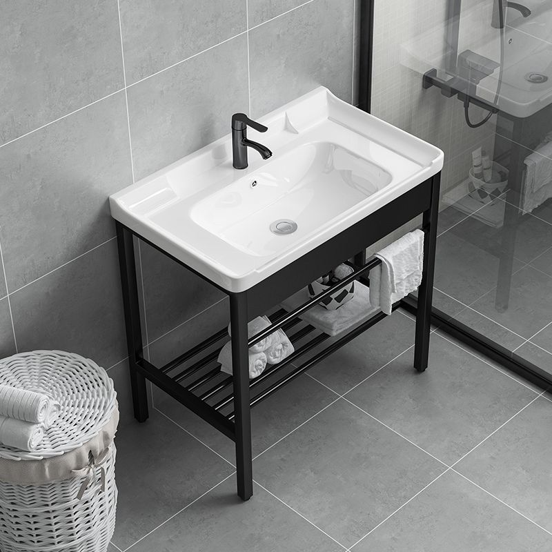 Modern Bathroom Sink Vanity Metal Frame Shelving Included Freestanding Sink Vanity Clearhalo 'Bathroom Remodel & Bathroom Fixtures' 'Bathroom Vanities' 'bathroom_vanities' 'Home Improvement' 'home_improvement' 'home_improvement_bathroom_vanities' 1200x1200_dcb2faca-5cf2-422e-bb1f-c35a0b425fbc