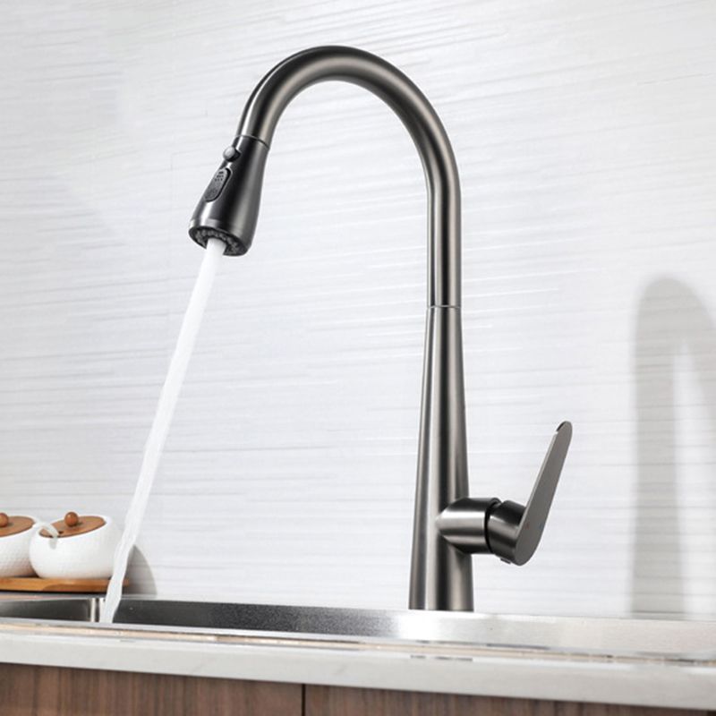 Modern Faucet 1-Handle 1-Hole Copper with Pull out Sprayer Gooseneck Faucet Clearhalo 'Home Improvement' 'home_improvement' 'home_improvement_kitchen_faucets' 'Kitchen Faucets' 'Kitchen Remodel & Kitchen Fixtures' 'Kitchen Sinks & Faucet Components' 'kitchen_faucets' 1200x1200_dcbc5e3e-5c80-4684-8e78-36093670ca08