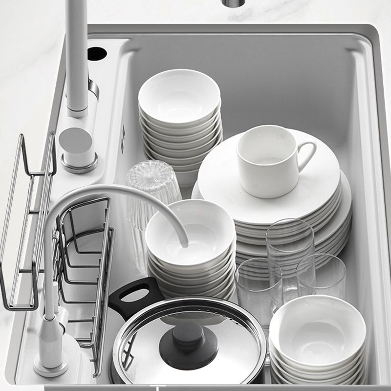 Stainless Steel Kitchen Sink Rectangular 1-Bowl Kitchen Sink with Cutting-Board Clearhalo 'Home Improvement' 'home_improvement' 'home_improvement_kitchen_sinks' 'Kitchen Remodel & Kitchen Fixtures' 'Kitchen Sinks & Faucet Components' 'Kitchen Sinks' 'kitchen_sinks' 1200x1200_dcd1c07a-e88e-4445-bc8d-887bbae489c8