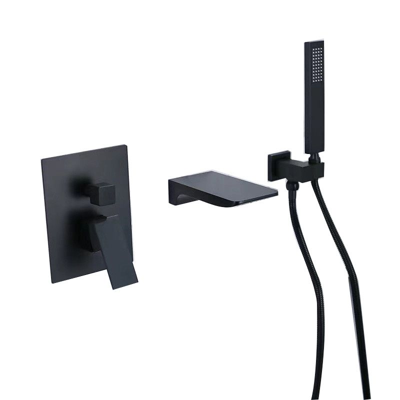 Modern Brass Faucet Swivel 1-Handle and 4-Hole Wall Mounted Tub Spout Trim Clearhalo 'Bathroom Remodel & Bathroom Fixtures' 'Bathtub Faucets' 'bathtub_faucets' 'Home Improvement' 'home_improvement' 'home_improvement_bathtub_faucets' 1200x1200_dcff6c49-8fc9-4e46-b80e-5d8a7a7cd49a