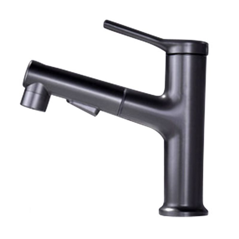 Modern Style Retractable Vessel Faucet Single-handle Low Arc Copper Vessel Faucet Clearhalo 'Bathroom Remodel & Bathroom Fixtures' 'Bathroom Sink Faucets' 'Bathroom Sinks & Faucet Components' 'bathroom_sink_faucets' 'Home Improvement' 'home_improvement' 'home_improvement_bathroom_sink_faucets' 1200x1200_dd00f3d6-66ba-48b1-81e0-e007d27e2d8c