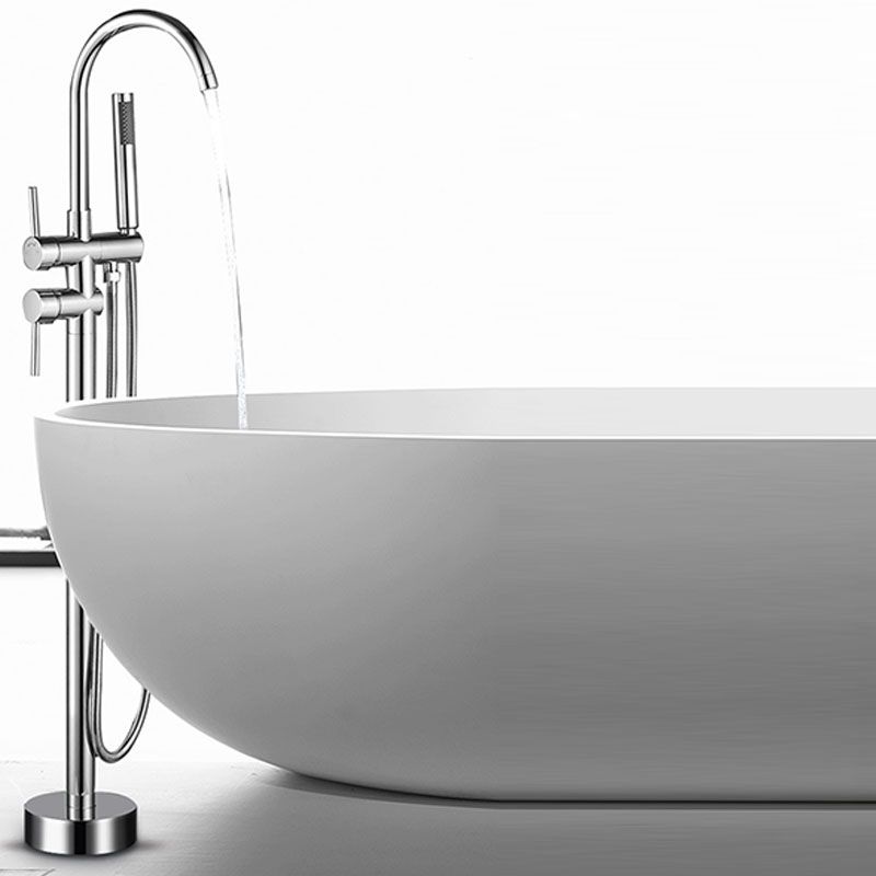 Modern Freestanding Bathtub Faucet Copper Floor Mounted Lever Handle Tub Faucet Trim Clearhalo 'Bathroom Remodel & Bathroom Fixtures' 'Bathtub Faucets' 'bathtub_faucets' 'Home Improvement' 'home_improvement' 'home_improvement_bathtub_faucets' 1200x1200_dd09750b-5668-4198-88b5-2e9e36aca3d0