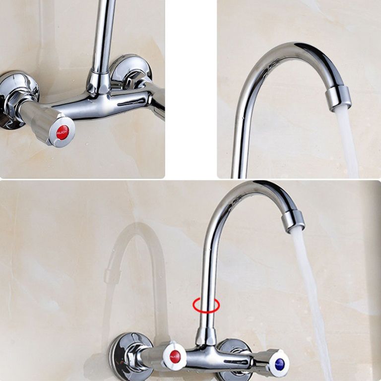 Modern 1-Hold Bar Faucet Double Handle Wall-mounted Lead Free Bar Faucet Clearhalo 'Home Improvement' 'home_improvement' 'home_improvement_kitchen_faucets' 'Kitchen Faucets' 'Kitchen Remodel & Kitchen Fixtures' 'Kitchen Sinks & Faucet Components' 'kitchen_faucets' 1200x1200_dd2e62de-7336-48af-b9eb-afcd0b7f0cda