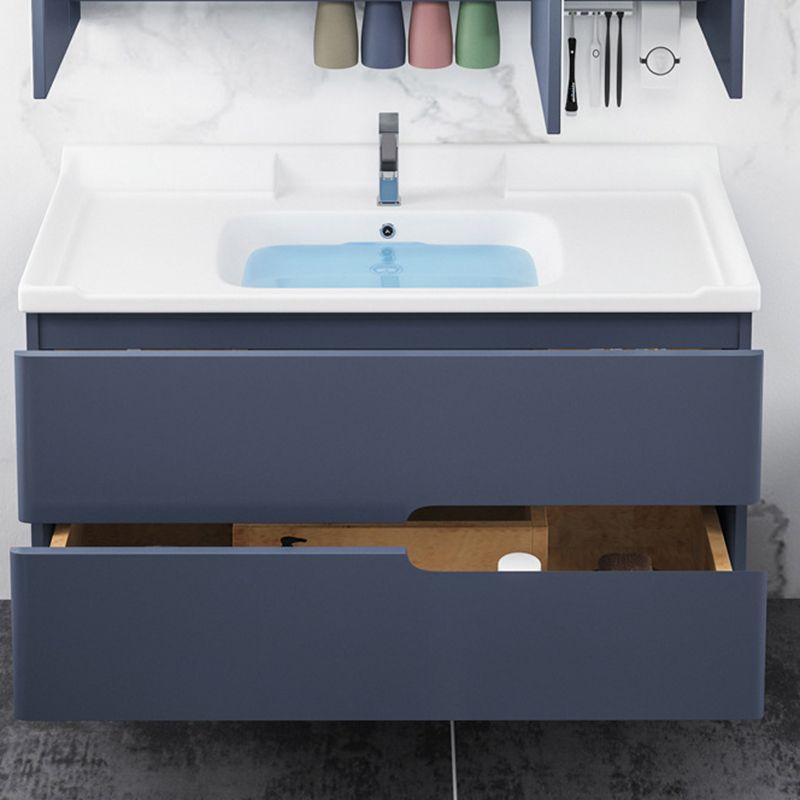 Gorgeous Wooden Sink Vanity Blue Wall Mount Vanity Cabinet with Mirror Cabinet Clearhalo 'Bathroom Remodel & Bathroom Fixtures' 'Bathroom Vanities' 'bathroom_vanities' 'Home Improvement' 'home_improvement' 'home_improvement_bathroom_vanities' 1200x1200_dd359b80-3b14-4b7a-9aac-6f672b4c5247