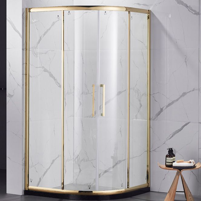 Double Sliding Round Shower Enclosure Clear Corner Tempered Shower Kit Clearhalo 'Bathroom Remodel & Bathroom Fixtures' 'Home Improvement' 'home_improvement' 'home_improvement_shower_stalls_enclosures' 'Shower Stalls & Enclosures' 'shower_stalls_enclosures' 'Showers & Bathtubs' 1200x1200_dd3c2d4f-dfe2-4c76-97b8-2a4aa18a5833