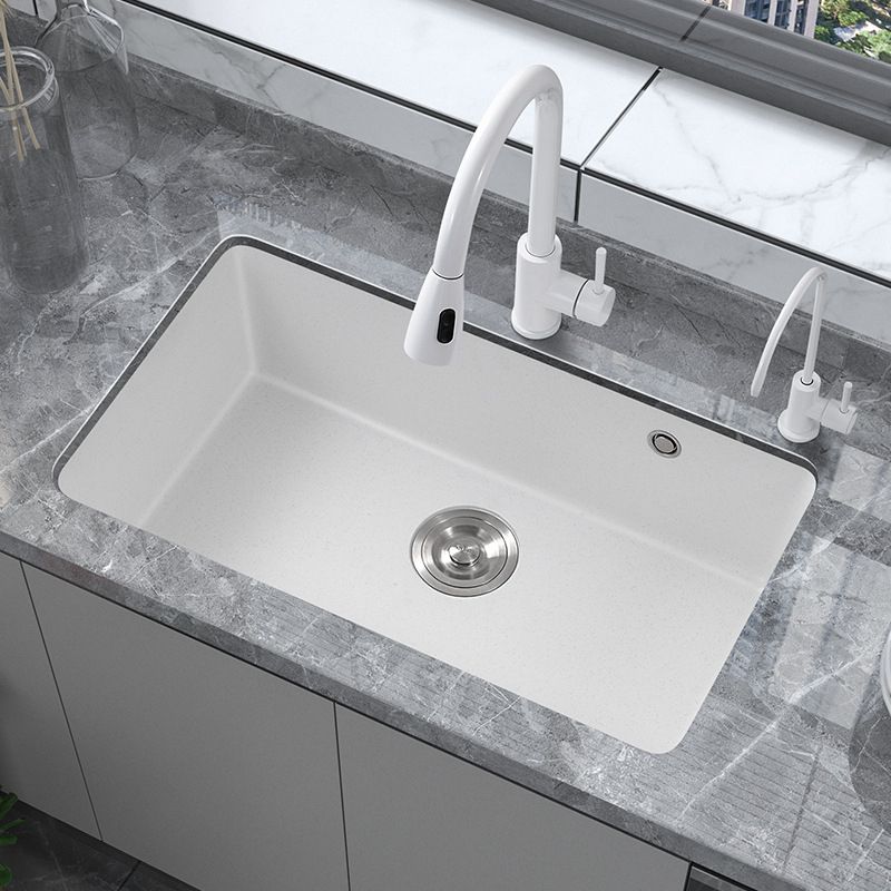 Quartz Single Bowl Kitchen Sink Rectangle Shape Kitchen Sink with Basket Strainer Clearhalo 'Home Improvement' 'home_improvement' 'home_improvement_kitchen_sinks' 'Kitchen Remodel & Kitchen Fixtures' 'Kitchen Sinks & Faucet Components' 'Kitchen Sinks' 'kitchen_sinks' 1200x1200_dd442860-7038-422e-a527-47c42fdaf702
