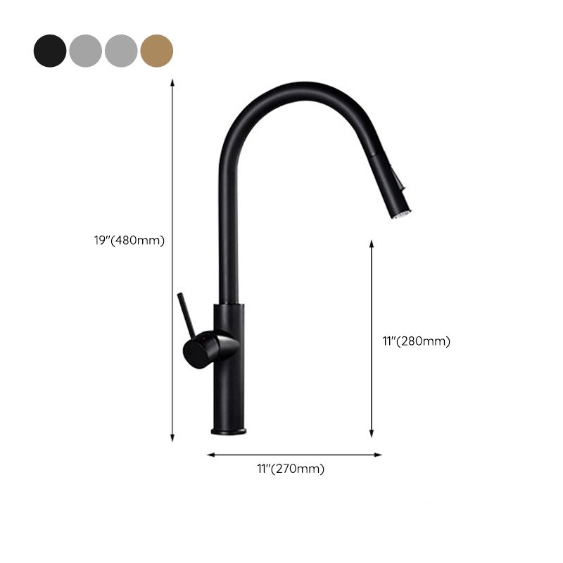 Modern Style Gooseneck Faucet Copper Single Handle Faucet for Kitchen Clearhalo 'Home Improvement' 'home_improvement' 'home_improvement_kitchen_faucets' 'Kitchen Faucets' 'Kitchen Remodel & Kitchen Fixtures' 'Kitchen Sinks & Faucet Components' 'kitchen_faucets' 1200x1200_dd67eb8d-d2b3-4049-b00a-f0b53c0b5ed9