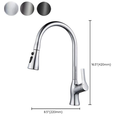 Contemporary Retractable Faucet Copper Single Handle High Arc Faucet for Kitchen Clearhalo 'Home Improvement' 'home_improvement' 'home_improvement_kitchen_faucets' 'Kitchen Faucets' 'Kitchen Remodel & Kitchen Fixtures' 'Kitchen Sinks & Faucet Components' 'kitchen_faucets' 1200x1200_dd8d6ca5-21bc-4cbb-8e3a-cfafbd597dc1
