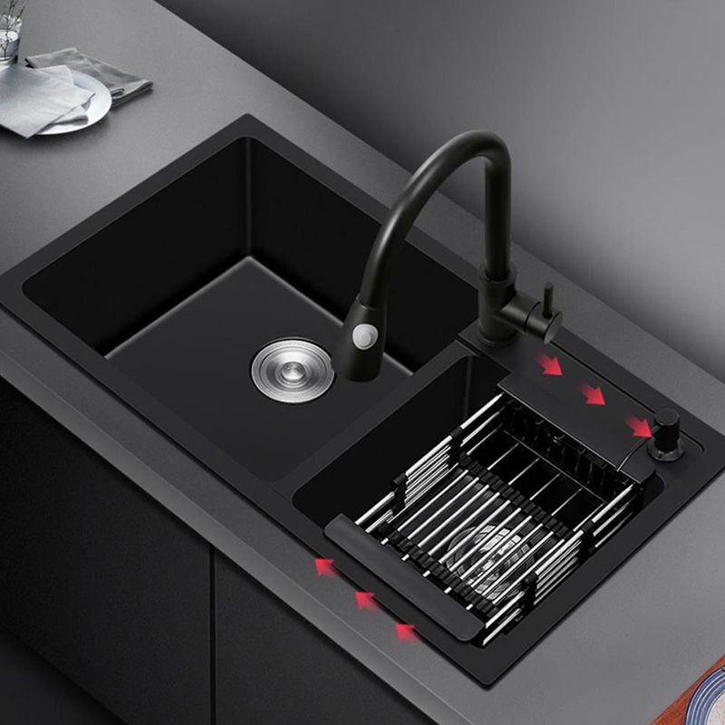 Modern Style Kitchen Sink Quartz Soundproof Kitchen Double Sink with Drain Assembly Clearhalo 'Home Improvement' 'home_improvement' 'home_improvement_kitchen_sinks' 'Kitchen Remodel & Kitchen Fixtures' 'Kitchen Sinks & Faucet Components' 'Kitchen Sinks' 'kitchen_sinks' 1200x1200_dda1f361-5aa0-48cf-b425-97402aae0497