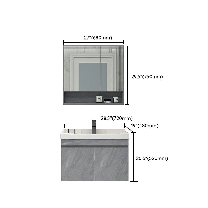 Modern Bathroom Sink Vanity Open Shelf Wall-Mounted Ceramic Top Clearhalo 'Bathroom Remodel & Bathroom Fixtures' 'Bathroom Vanities' 'bathroom_vanities' 'Home Improvement' 'home_improvement' 'home_improvement_bathroom_vanities' 1200x1200_dda4ad34-676a-4551-a0da-ffc37b8d883b