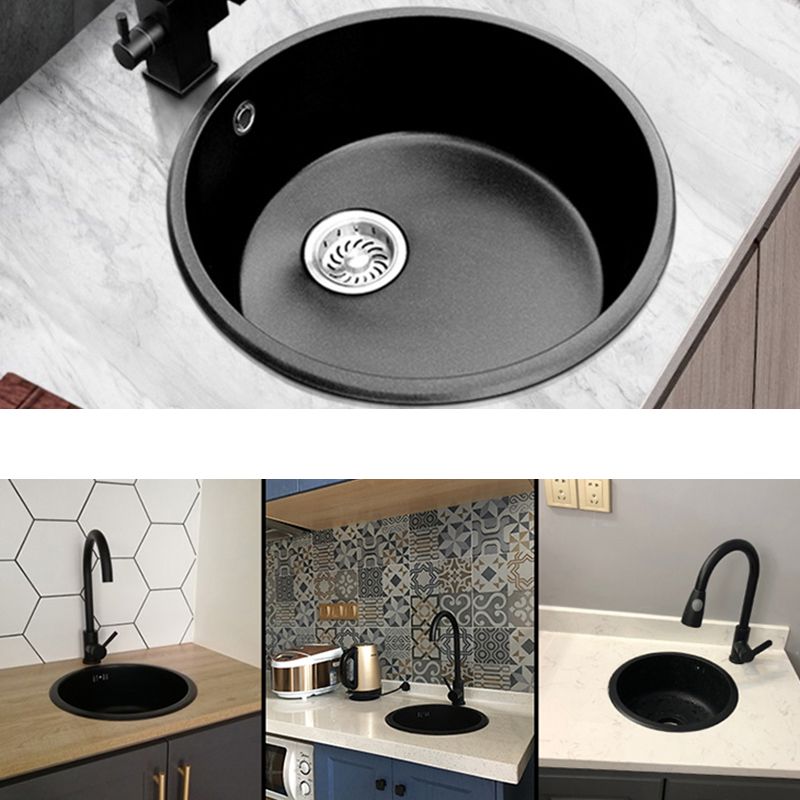 Round Single Bowl Kitchen Sink Granite Sink with Drain Strainer Kit Clearhalo 'Home Improvement' 'home_improvement' 'home_improvement_kitchen_sinks' 'Kitchen Remodel & Kitchen Fixtures' 'Kitchen Sinks & Faucet Components' 'Kitchen Sinks' 'kitchen_sinks' 1200x1200_dda5d979-0bc8-4ae9-96b6-24176018a050
