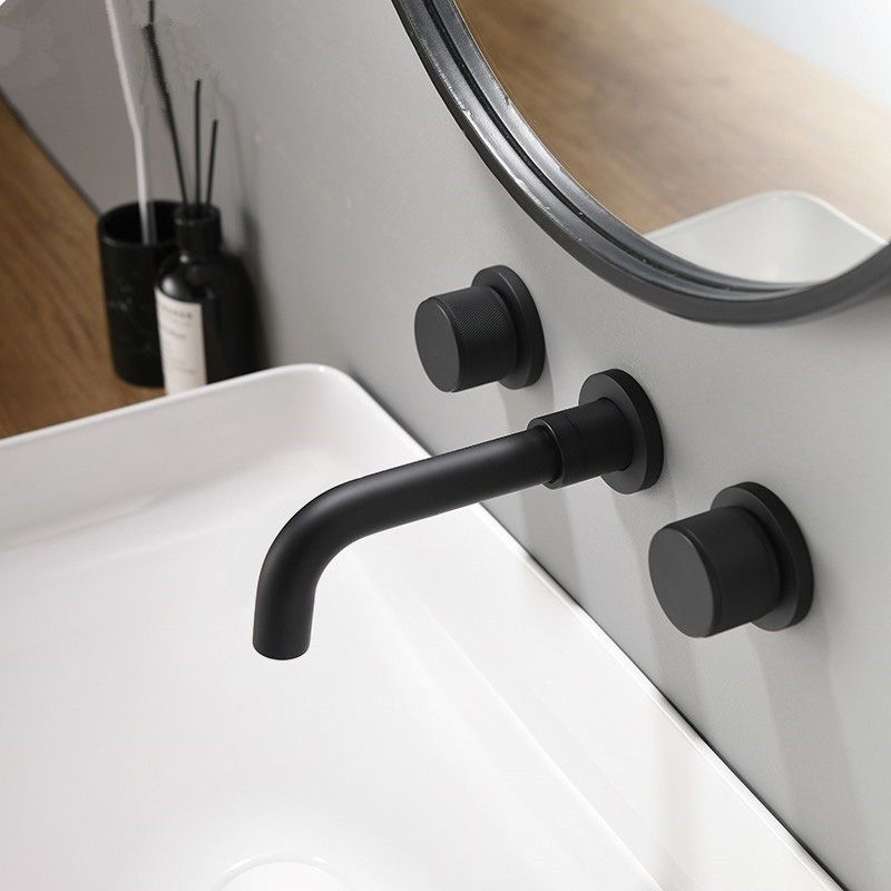 Knob Handle Wall Mounted Bathroom Faucet Industrial Vintage Sink Faucet Clearhalo 'Bathroom Remodel & Bathroom Fixtures' 'Bathroom Sink Faucets' 'Bathroom Sinks & Faucet Components' 'bathroom_sink_faucets' 'Home Improvement' 'home_improvement' 'home_improvement_bathroom_sink_faucets' 1200x1200_dda7b783-3279-479c-902a-30295a8860ba