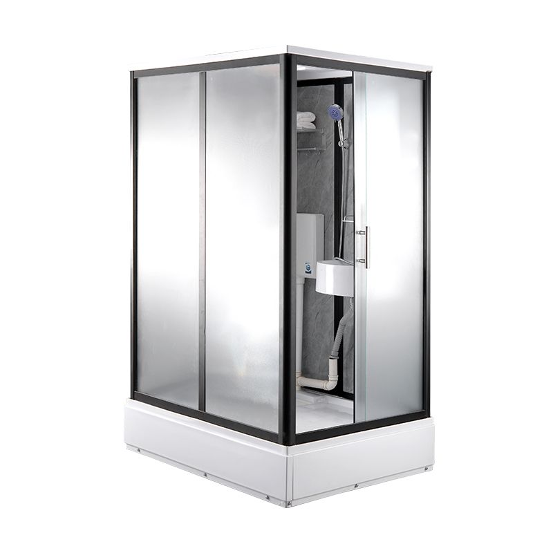 Single Sliding Frosted Shower Kit Rectangle White Shower Stall Clearhalo 'Bathroom Remodel & Bathroom Fixtures' 'Home Improvement' 'home_improvement' 'home_improvement_shower_stalls_enclosures' 'Shower Stalls & Enclosures' 'shower_stalls_enclosures' 'Showers & Bathtubs' 1200x1200_dda951af-ac17-4774-98df-134237d69d86
