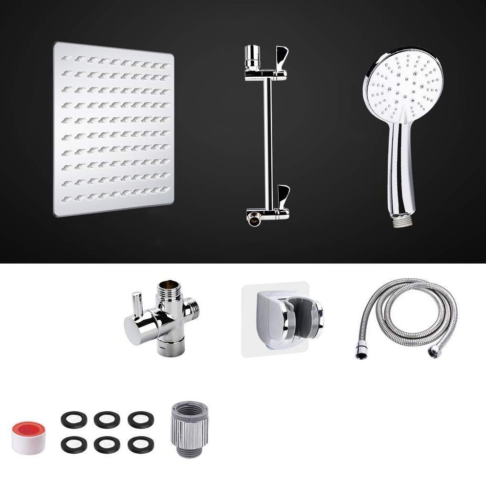 Modern Dual Shower Head Square High Arch Shower Head in Silver Clearhalo 'Bathroom Remodel & Bathroom Fixtures' 'Home Improvement' 'home_improvement' 'home_improvement_shower_heads' 'Shower Heads' 'shower_heads' 'Showers & Bathtubs Plumbing' 'Showers & Bathtubs' 1200x1200_ddab7160-54a0-479f-93df-bdf7f17dce0c