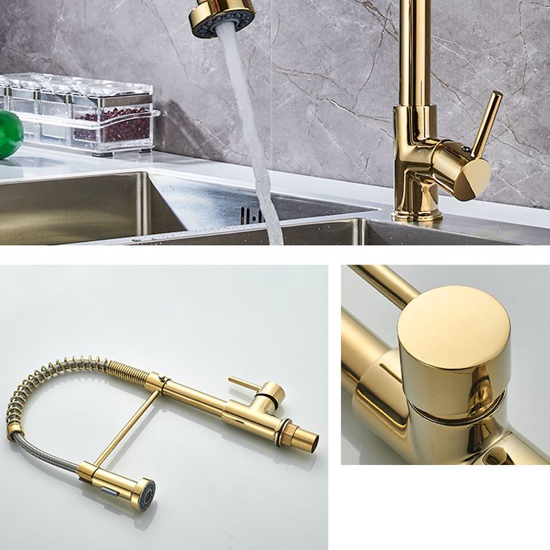 Contemporary Kitchen Faucet Copper Single Handle High Arc Spring Spout Kitchen Faucet Clearhalo 'Home Improvement' 'home_improvement' 'home_improvement_kitchen_faucets' 'Kitchen Faucets' 'Kitchen Remodel & Kitchen Fixtures' 'Kitchen Sinks & Faucet Components' 'kitchen_faucets' 1200x1200_ddacc303-9875-45e7-ad94-402e3ff12e2a