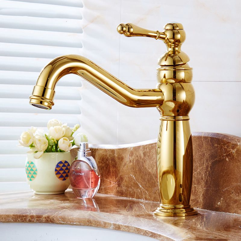 Glam Vessel Faucet Swivel Spout Lever Handle Bathroom Vessel Faucet Clearhalo 'Bathroom Remodel & Bathroom Fixtures' 'Bathroom Sink Faucets' 'Bathroom Sinks & Faucet Components' 'bathroom_sink_faucets' 'Home Improvement' 'home_improvement' 'home_improvement_bathroom_sink_faucets' 1200x1200_ddaff4fd-37ee-44e2-bd62-02edc0f98f84
