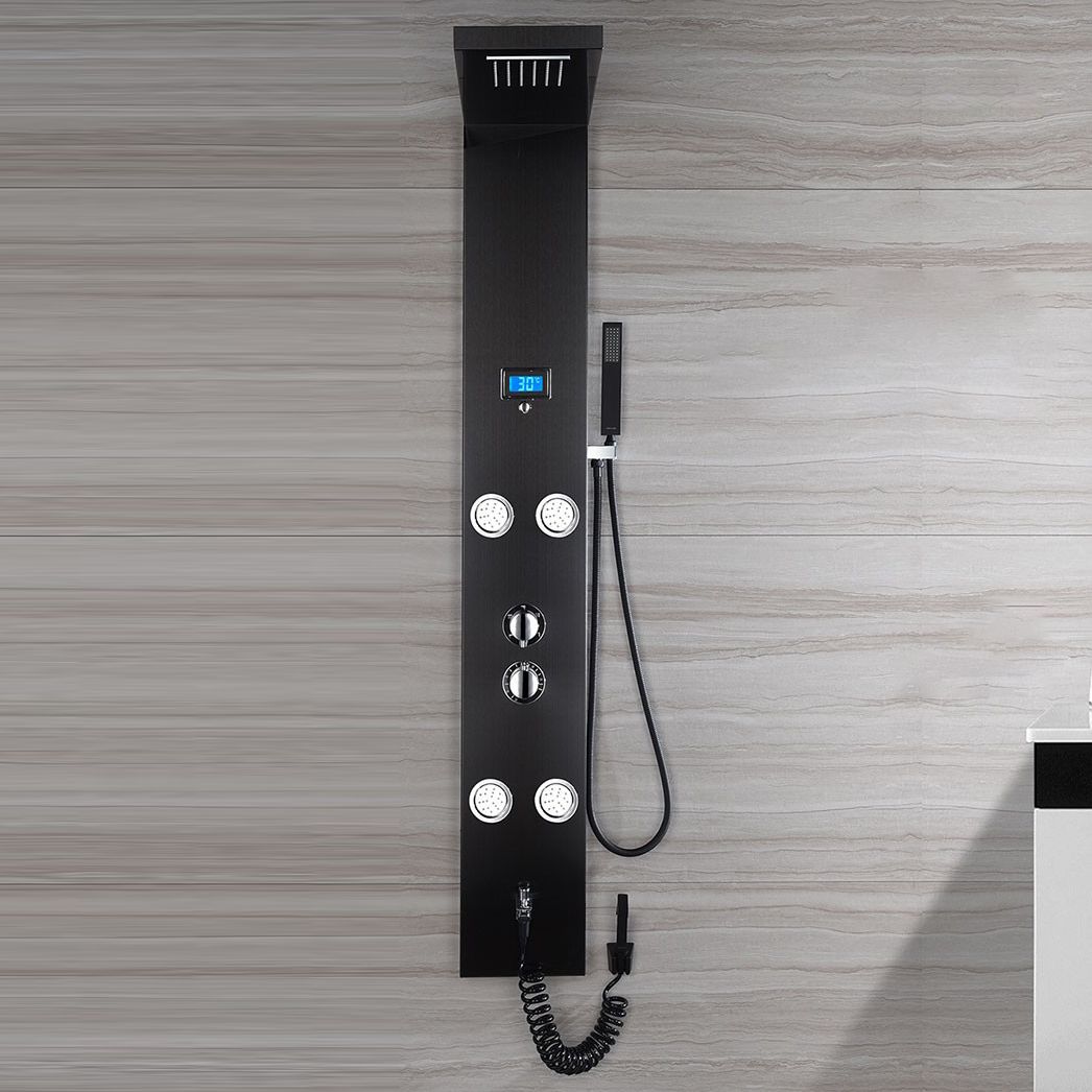 Modern Shower System Massage Jets Knob Hand Shower Ceiling Mounted Shower Trim Clearhalo 'Bathroom Remodel & Bathroom Fixtures' 'Home Improvement' 'home_improvement' 'home_improvement_shower_faucets' 'Shower Faucets & Systems' 'shower_faucets' 'Showers & Bathtubs Plumbing' 'Showers & Bathtubs' 1200x1200_ddb4b377-3309-42d3-917f-b792b59ab03f