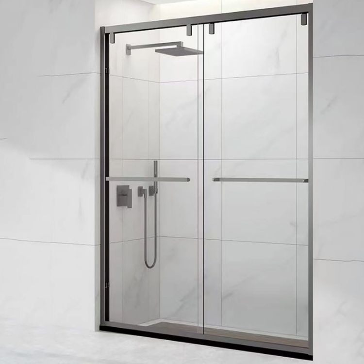 Narrow Frame Bathroom Tempered Glass Door, Double Sliding Shower Door Clearhalo 'Bathroom Remodel & Bathroom Fixtures' 'Home Improvement' 'home_improvement' 'home_improvement_shower_tub_doors' 'Shower and Tub Doors' 'shower_tub_doors' 'Showers & Bathtubs' 1200x1200_ddca2476-f456-4f78-95b7-221b657a1f55