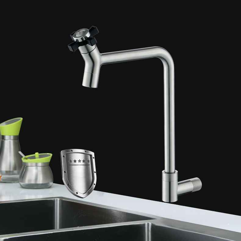 Black and Silver Faucets 1-Handle and 1-Hole Single Level Stainless Steel Bar Faucet Clearhalo 'Home Improvement' 'home_improvement' 'home_improvement_kitchen_faucets' 'Kitchen Faucets' 'Kitchen Remodel & Kitchen Fixtures' 'Kitchen Sinks & Faucet Components' 'kitchen_faucets' 1200x1200_de0ad8be-13cd-45c5-aac4-66134ffae88b