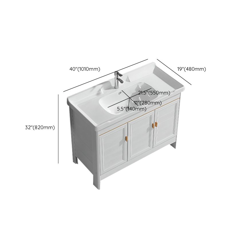 Metal Frame Vanity White 2 Doors Rectangular Single Sink Freestanding Bathroom Vanity Clearhalo 'Bathroom Remodel & Bathroom Fixtures' 'Bathroom Vanities' 'bathroom_vanities' 'Home Improvement' 'home_improvement' 'home_improvement_bathroom_vanities' 1200x1200_de1d33e1-ac98-48c1-a3ab-0419d4a01013