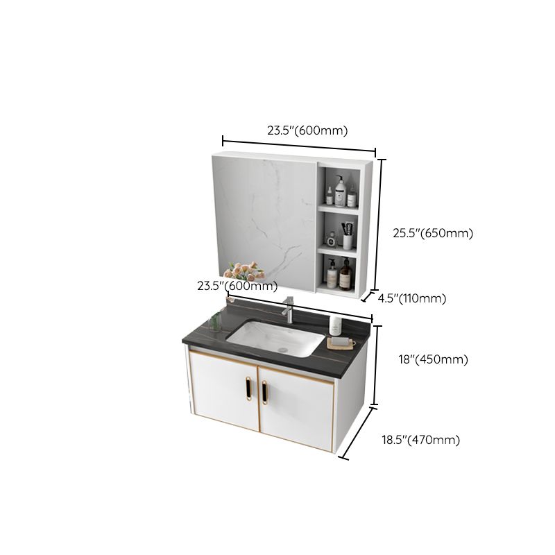 Glam Single Sink Vanity Metal Frame Rectangular Wall Mount Bath Vanity Clearhalo 'Bathroom Remodel & Bathroom Fixtures' 'Bathroom Vanities' 'bathroom_vanities' 'Home Improvement' 'home_improvement' 'home_improvement_bathroom_vanities' 1200x1200_de3a5c5b-7fea-4ca2-8423-aa0da060013e