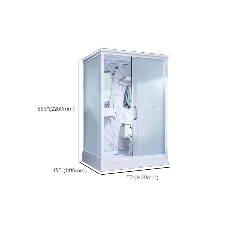 Framed White Shower Stall Square Frosted Corner Shower Kit with Base Included Clearhalo 'Bathroom Remodel & Bathroom Fixtures' 'Home Improvement' 'home_improvement' 'home_improvement_shower_stalls_enclosures' 'Shower Stalls & Enclosures' 'shower_stalls_enclosures' 'Showers & Bathtubs' 1200x1200_de5ef2ed-3bd1-4d3b-9094-dd9c638176f5