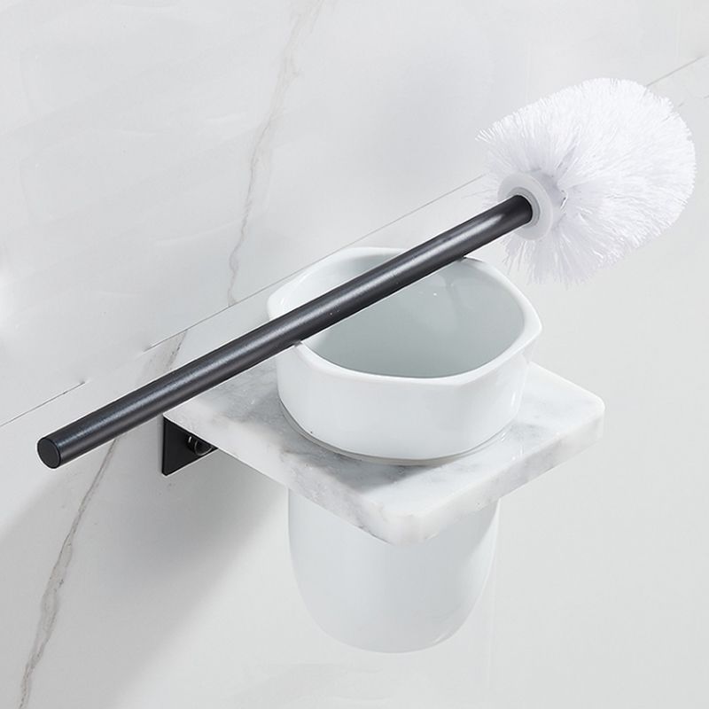 Matte Black Bathroom Accessory Set in Metal & Marble with Bath Shelf/Towel Bar Clearhalo 'Bathroom Hardware Sets' 'Bathroom Hardware' 'Bathroom Remodel & Bathroom Fixtures' 'bathroom_hardware_sets' 'Home Improvement' 'home_improvement' 'home_improvement_bathroom_hardware_sets' 1200x1200_dea6f0a8-db63-4053-ba05-15122ad63238