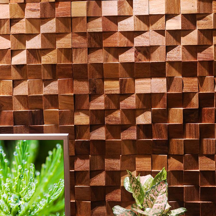 Brown Wood Wall Panel Indoor Mosaic Modern Glue Down Wall Panel Clearhalo 'Flooring 'Home Improvement' 'home_improvement' 'home_improvement_wall_paneling' 'Wall Paneling' 'wall_paneling' 'Walls & Ceilings' Walls and Ceiling' 1200x1200_dea8a0b5-adce-4877-b5b5-71b164450ef9