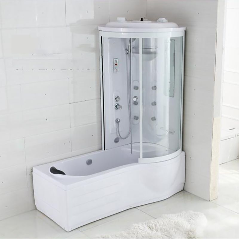 Rounded Tub & Shower Kit Clear Tempered Glass Tub & Shower Kit with Base Kit Clearhalo 'Bathroom Remodel & Bathroom Fixtures' 'Home Improvement' 'home_improvement' 'home_improvement_shower_stalls_enclosures' 'Shower Stalls & Enclosures' 'shower_stalls_enclosures' 'Showers & Bathtubs' 1200x1200_dec53a0e-81c2-4610-a54a-d6ea3fbc495c