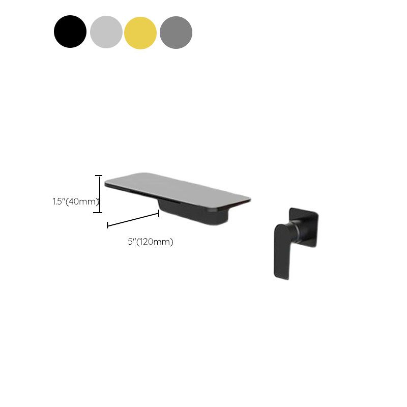 Contemporary Wall Mounted Metal Tub Filler Low Arc Waterfall Bathroom Faucet Clearhalo 'Bathroom Remodel & Bathroom Fixtures' 'Bathtub Faucets' 'bathtub_faucets' 'Home Improvement' 'home_improvement' 'home_improvement_bathtub_faucets' 1200x1200_dec68f0b-9420-4261-ab28-9a816b05e931