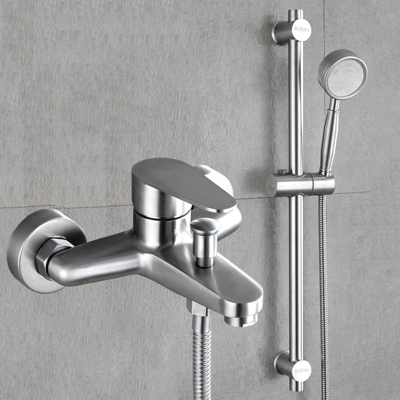 Contemporary Tub Filler Trim 304 Stainless Steel Wall Mount Tub Faucet Clearhalo 'Bathroom Remodel & Bathroom Fixtures' 'Bathtub Faucets' 'bathtub_faucets' 'Home Improvement' 'home_improvement' 'home_improvement_bathtub_faucets' 1200x1200_defa9ee2-abaa-4cd5-bbdf-789ccdcaacc8