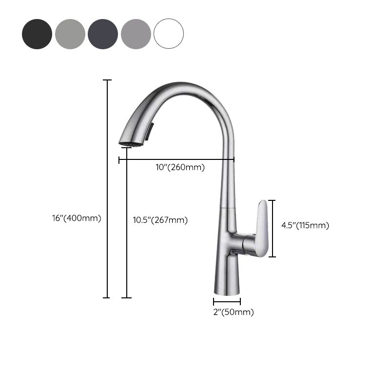 Modern 1-Handle Faucet Pull down Stainless Steel Standard Kitchen Faucet Clearhalo 'Home Improvement' 'home_improvement' 'home_improvement_kitchen_faucets' 'Kitchen Faucets' 'Kitchen Remodel & Kitchen Fixtures' 'Kitchen Sinks & Faucet Components' 'kitchen_faucets' 1200x1200_df0887fd-90c9-4ffe-b740-b52cbe048244