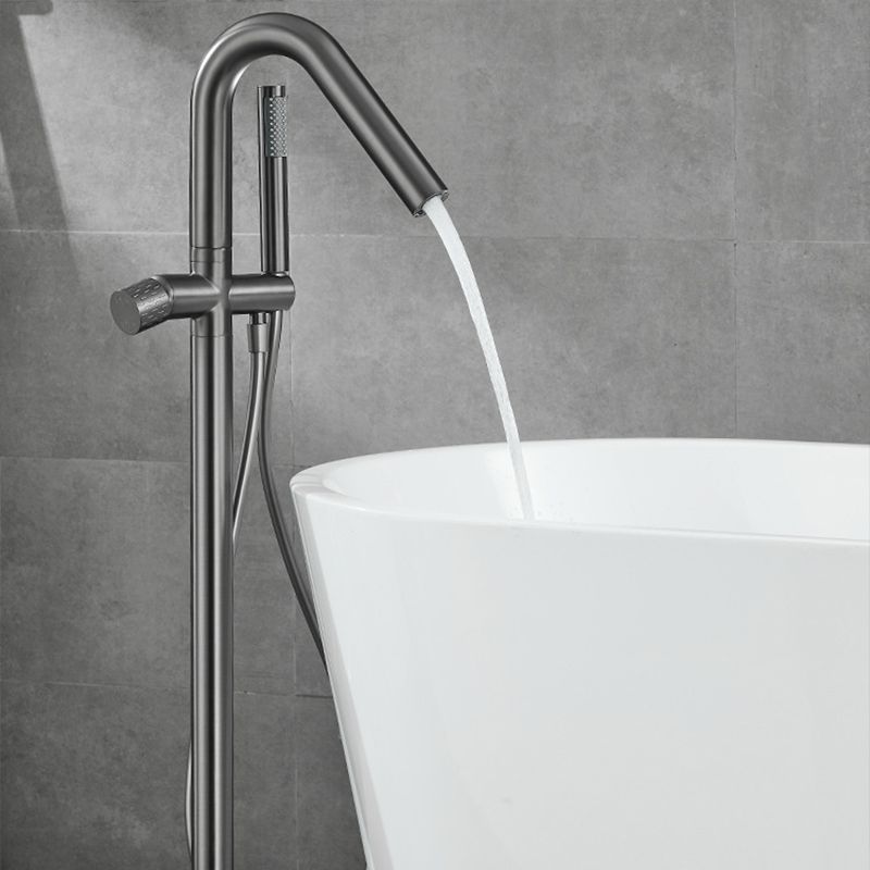 Floor Mounted Metal Freestanding Tub Filler Hand Shower Freestanding Faucet Clearhalo 'Bathroom Remodel & Bathroom Fixtures' 'Bathtub Faucets' 'bathtub_faucets' 'Home Improvement' 'home_improvement' 'home_improvement_bathtub_faucets' 1200x1200_df25489d-4379-49f3-b660-3d2a111f839f