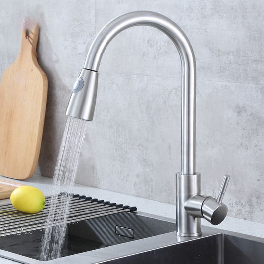 Modern Bridge Kitchen Faucet 304 Stainless Steel Pull Out Faucet Swivel Spout Pot Filler Clearhalo 'Home Improvement' 'home_improvement' 'home_improvement_kitchen_faucets' 'Kitchen Faucets' 'Kitchen Remodel & Kitchen Fixtures' 'Kitchen Sinks & Faucet Components' 'kitchen_faucets' 1200x1200_df3953e4-19aa-4e89-bb1b-87b7698c8114
