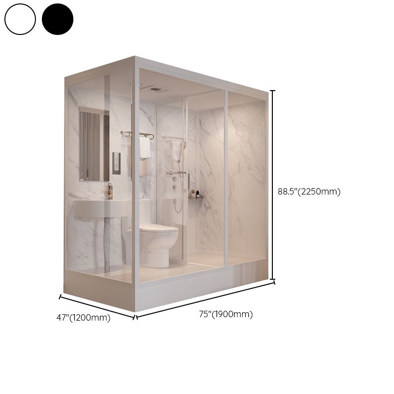 Shower Stall Semi-Frameless Single Sliding Black Rectangle Shower Stall Clearhalo 'Bathroom Remodel & Bathroom Fixtures' 'Home Improvement' 'home_improvement' 'home_improvement_shower_stalls_enclosures' 'Shower Stalls & Enclosures' 'shower_stalls_enclosures' 'Showers & Bathtubs' 1200x1200_df3b56ab-de06-435c-890a-744b530e605d